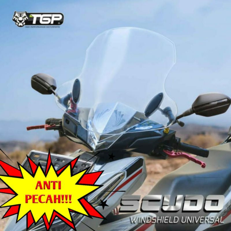 TGP Windshield Universal SCUDO / Aksesoris Variasi Motor Anti Pecah Tameng
